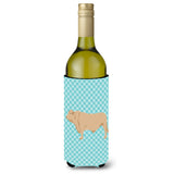 Caroline'S Treasures Charolais Cow Blue Check Decorative Bottle Hugger, 750 Ml, Multicolor