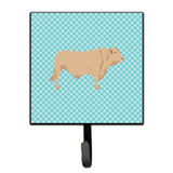 Caroline'S Treasures Charolais Cow Blue Check Wall Hook, Small, Multicolor