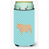 Caroline'S Treasures Charolais Cow Blue Check Decorative Can Hugger, Tall Boy, Multicolor