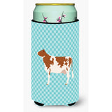 Caroline'S Treasures Ayrshire Cow Blue Check Decorative Can Hugger, Tall Boy, Multicolor