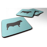 Caroline'S Treasures Black Angus Cow Blue Check Decorative Coasters, 3.5, Multicolor