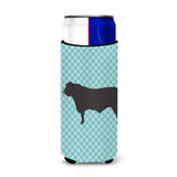 Caroline'S Treasures Black Angus Cow Blue Check Decorative Can Hugger, Slim, Multicolor