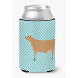 Caroline'S Treasures Jersey Cow Blue Check Decorative Can Hugger, Multicolor