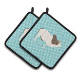 Caroline'S Treasures Malvi Cow Blue Check Decorated Pot Holder, 7.5 X 7.5