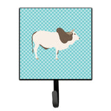 Caroline'S Treasures Malvi Cow Blue Check Wall Hook, Small, Multicolor