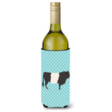 Caroline'S Treasures Belted Galloway Cow Blue Check Decorative Bottle Hugger, 750 Ml, Multicolor