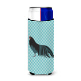 Caroline'S Treasures Sumatra Chicken Blue Check Decorative Can Hugger, Slim, Multicolor