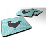 Caroline'S Treasures Polish Poland Chicken Blue Check Decorative Coasters, 3.5, Multicolor