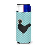 Caroline'S Treasures Polish Poland Chicken Blue Check Decorative Can Hugger, Slim, Multicolor