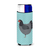 Caroline'S Treasures Jersey Giant Chicken Blue Check Decorative Can Hugger, Slim, Multicolor