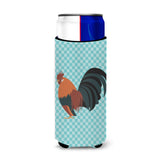 Caroline'S Treasures Dutch Bantam Chicken Blue Check Decorative Can Hugger, Slim, Multicolor
