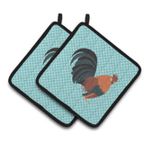 Caroline'S Treasures Dutch Bantam Chicken Blue Check Decorated Pot Holder, 7.5 X 7.5