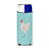 Caroline'S Treasures German Langshan Chicken Blue Check Decorative Can Hugger, Slim, Multicolor
