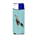 Caroline'S Treasures Kulang Chicken Blue Check Decorative Can Hugger, Slim, Multicolor
