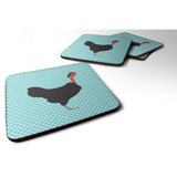 Caroline'S Treasures Naked Neck Chicken Blue Check Decorative Coasters, 3.5, Multicolor