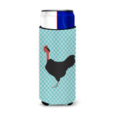 Caroline'S Treasures Naked Neck Chicken Blue Check Decorative Can Hugger, Slim, Multicolor