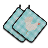 Caroline'S Treasures Leghorn Chicken Blue Check Decorated Pot Holder, 7.5 X 7.5