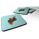 Caroline'S Treasures Malaysian Serama Chicken Blue Check Decorative Coasters, 3.5, Multicolor