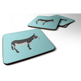 Caroline'S Treasures American Mammoth Jack Donkey Blue Check Decorative Coasters, 3.5, Multicolor