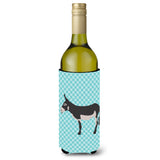 Caroline'S Treasures American Mammoth Jack Donkey Blue Check Decorative Bottle Hugger, 750 Ml, Multicolor