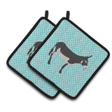 Caroline'S Treasures American Mammoth Jack Donkey Blue Check Decorated Pot Holder, 7.5 X 7.5