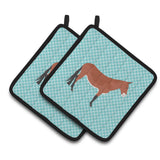 Caroline'S Treasures Mule Blue Check Decorated Pot Holder, 7.5 X 7.5