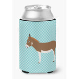 Caroline'S Treasures Miniature Mediterranian Donkey Blue Check Decorative Can Hugger, Multicolor