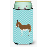 Caroline'S Treasures Miniature Mediterranian Donkey Blue Check Decorative Can Hugger, Tall Boy, Multicolor