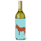 Caroline'S Treasures Irish Donkey Blue Check Decorative Bottle Hugger, 750 Ml, Multicolor