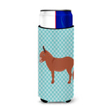 Caroline'S Treasures Irish Donkey Blue Check Decorative Can Hugger, Slim, Multicolor