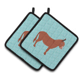 Caroline'S Treasures Irish Donkey Blue Check Decorated Pot Holder, 7.5 X 7.5