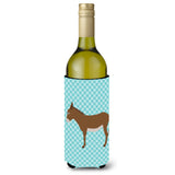 Caroline'S Treasures Cotentin Donkey Blue Check Decorative Bottle Hugger, 750 Ml, Multicolor