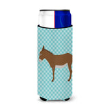 Caroline'S Treasures Cotentin Donkey Blue Check Decorative Can Hugger, Slim, Multicolor
