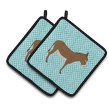 Caroline'S Treasures Cotentin Donkey Blue Check Decorated Pot Holder, 7.5 X 7.5
