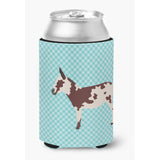 Caroline'S Treasures American Spotted Donkey Blue Check Decorative Can Hugger, Multicolor