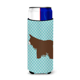 Caroline'S Treasures Poitou Poiteuin Donkey Blue Check Decorative Can Hugger, Slim, Multicolor