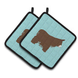 Caroline'S Treasures Poitou Poiteuin Donkey Blue Check Decorated Pot Holder, 7.5 X 7.5