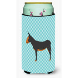 Caroline'S Treasures Catalan Donkey Blue Check Decorative Can Hugger, Tall Boy, Multicolor