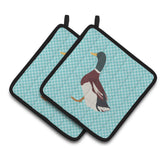 Caroline'S Treasures Rouen Duck Blue Check Decorated Pot Holder, 7.5 X 7.5