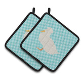 Caroline'S Treasures Crested Duck Blue Check Decorated Pot Holder, 7.5 X 7.5