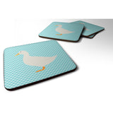 Caroline'S Treasures American Pekin Duck Blue Check Decorative Coasters, 3.5, Multicolor