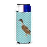 Caroline'S Treasures Dutch Hook Bill Duck Blue Check Decorative Can Hugger, Slim, Multicolor