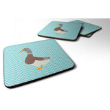 Caroline'S Treasures Saxony Sachsenente Duck Blue Check Decorative Coasters, 3.5, Multicolor