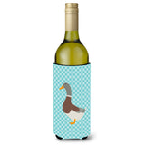 Caroline'S Treasures Saxony Sachsenente Duck Blue Check Decorative Bottle Hugger, 750 Ml, Multicolor