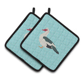 Caroline'S Treasures Muscovy Duck Blue Check Decorated Pot Holder, 7.5 X 7.5