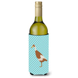 Caroline'S Treasures Indian Runner Duck Blue Check Decorative Bottle Hugger, 750 Ml, Multicolor