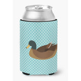 Caroline'S Treasures Khaki Campbell Duck Blue Check Decorative Can Hugger, Multicolor