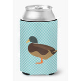 Caroline'S Treasures Silver Bantam Duck Blue Check Decorative Can Hugger, Multicolor