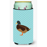 Caroline'S Treasures Silver Bantam Duck Blue Check Decorative Can Hugger, Tall Boy, Multicolor