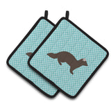 Caroline'S Treasures Sable Marten Blue Check Decorated Pot Holder, 7.5 X 7.5